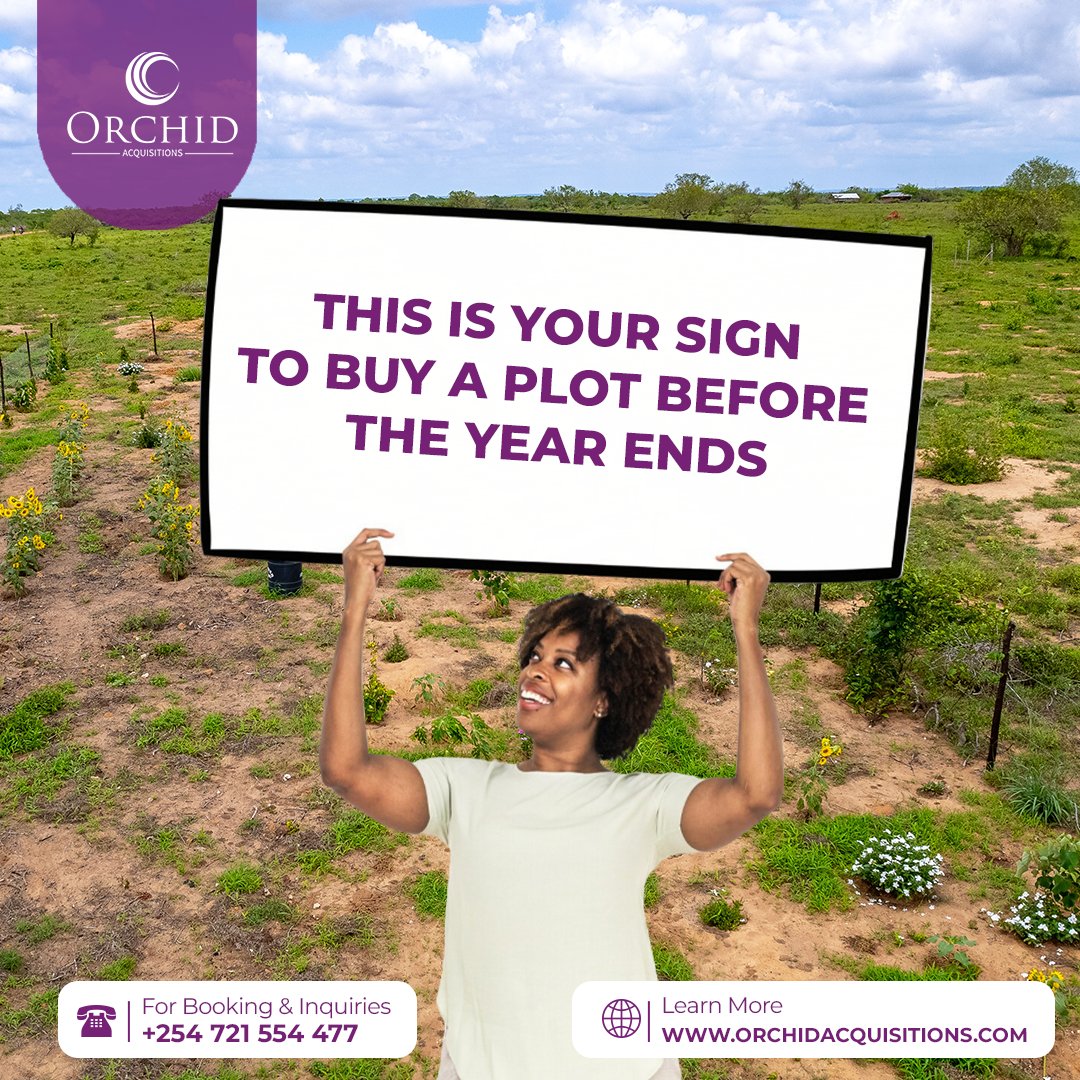 Orchid_KE's tweet image. Looking for a sign to invest in your future? 🌿 This is it! Secure your dream plot before the year ends with Orchid Acquisitions. Don’t wait—book yours today!

📞 For inquiries: +254 721 554 477 🌐 Visit: orchidacquisitions.com

#OrchidAcquisitions #LandInvestment #DreamPlot