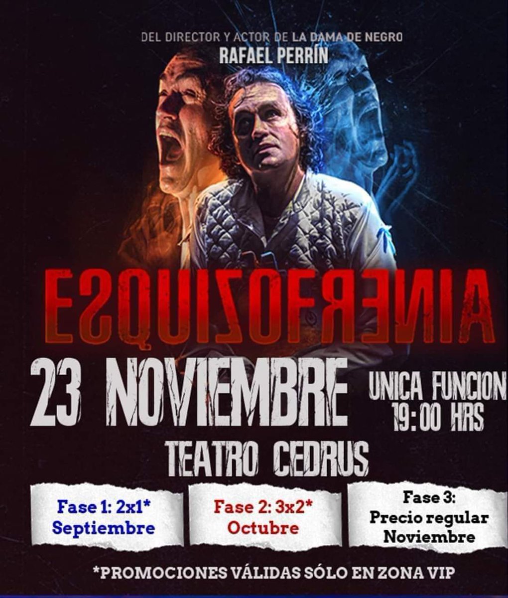 bovedainfo's tweet image. Llega a Pachuca esta increíble obra dirigida y protagonizada por Rafael Perrín, "Esquizofrenia: ¡La experiencia de psicoterror!"

Adquiere ya tus boletos

Taquillas del Teatro Cedrus
Por internet: boletos.ticketpoint.mx/entradas/es/co… 

#DHComunicación #ShowPremiere