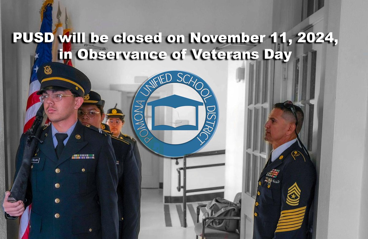 Ngày Cựu chiến binh, được tổ chức vào ngày 11 tháng 11, nhằm vinh danh những cựu chiến binh đã phục vụ trong Lực lượng vũ trang Hoa Kỳ.

Pomona Unified School District Observance, các văn phòng sẽ đóng cửa vào ngày 11 tháng 11 năm 2024