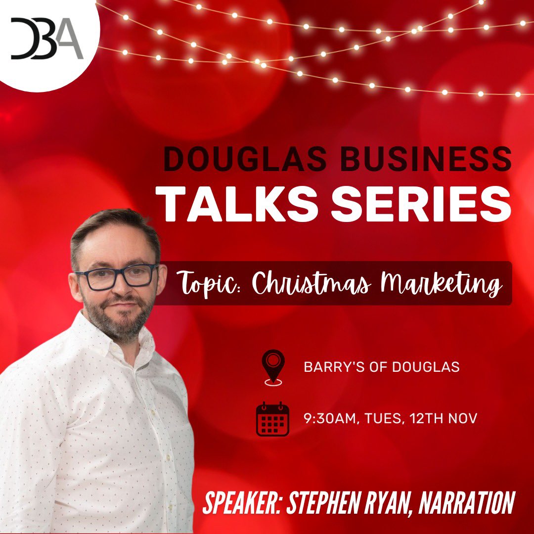 Join us on Tuesday morning <a href="/barrysofdouglas/">Barry's of Douglas</a> for another of our Douglas Business talks, this time featuring Stephen Ryan <a href="/NarrationIE/">Narration</a> who will share marketing tips to help your business stand out this Christmas.

This is open to all businesses in the Douglas area #lovedouglas