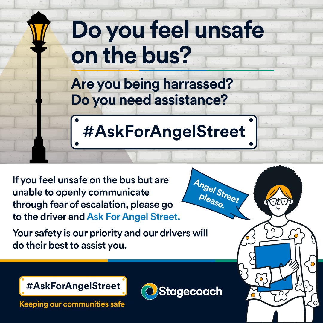 Our #AskForAnAngelStreet safety initiative is there for you if you ever feel in an unsafe or vulnerable position and need to discreetly ask the driver for help without raising the suspicions of the perpetrator. Your safety is our priority! Find out more ➜ stge.co/40q5UAc