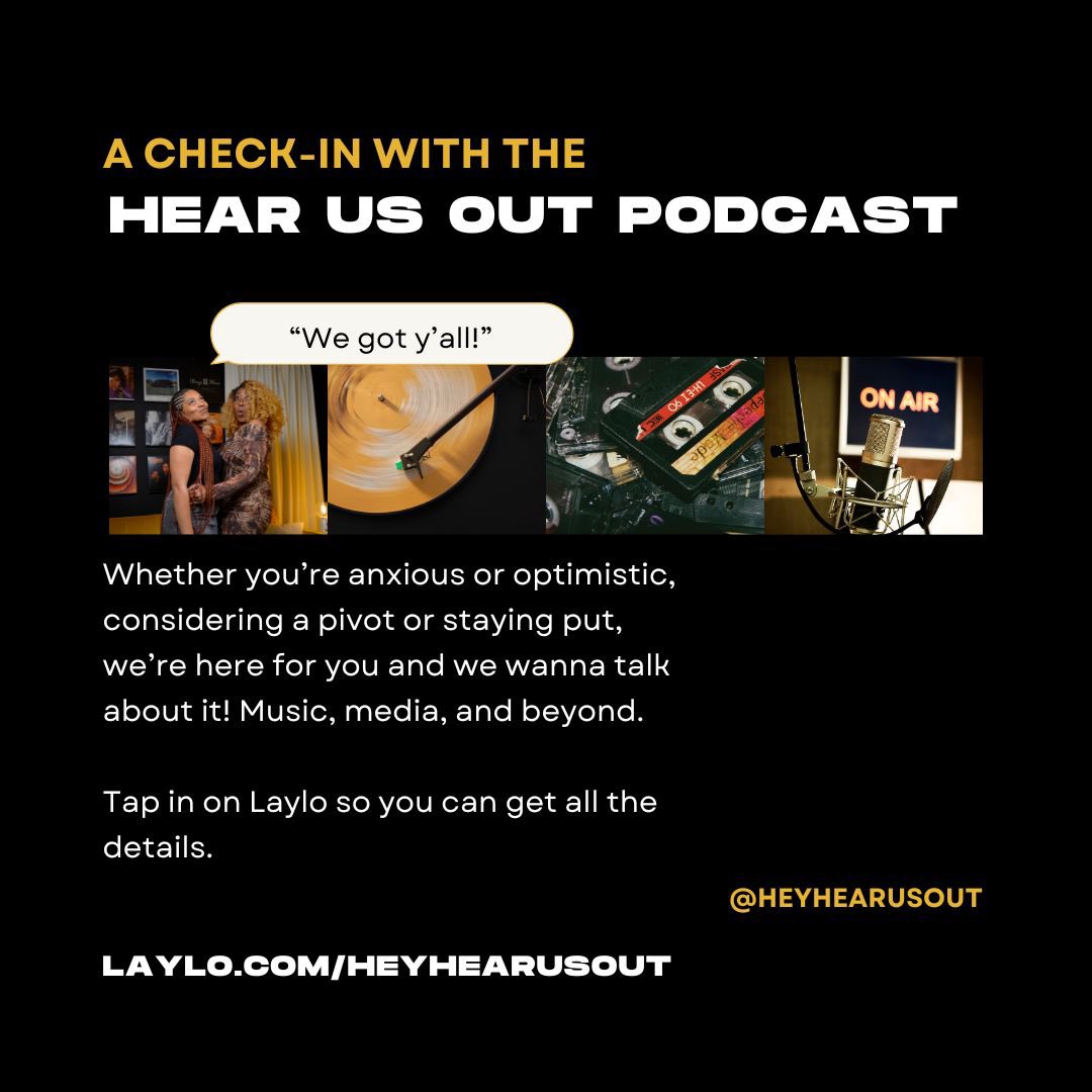 How y’all doin?

Is everybody alright? 

It’s ok not to be 🫂💛💛💛

We’re having a check-in this weekend

Ask and tell us anything. We want to make sure the #HearUsOutPodcast community is doing their best personally and professionally!

Go to laylo.com/heyhearusout to tap in