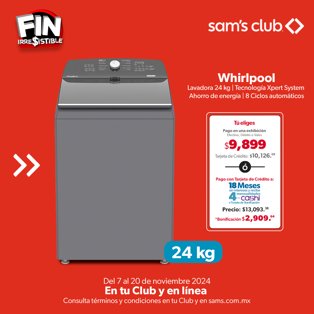 ¡Estrena lavadora a precios IRRESISTIBLES que duran MUY POCO! 😍 AHORA ES EL MOMENTO de que aproveches el #FinIrresistibleSamsClub bit.ly/AhorrosExclusi…