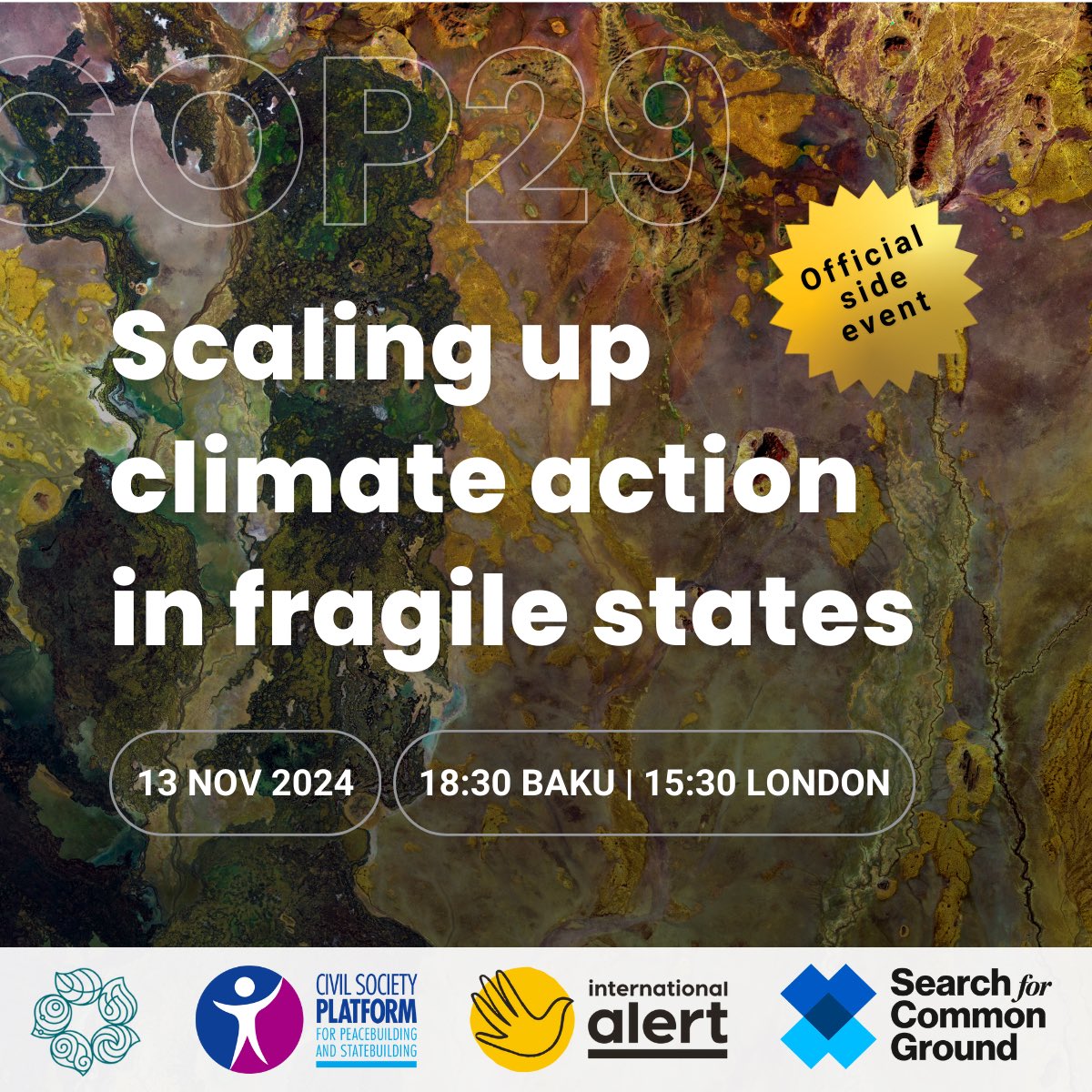 CSPPS (@idps_cspps) on Twitter photo Global progress in tackling #ClimateChange is slower than expected.
Fixing #ClimateFinance for conflict-affected countries is crucial to reach the #ParisAgreement goals.
💡Discover what this entails at our #COP29 side event.
🗓️13 Nov, 18:30, Room 2.
w/<a href="/intalert/">International Alert</a> <a href="/SFCG_/">Search for Common Ground</a> Global progress in tackling #ClimateChange is slower than expected.
Fixing #ClimateFinance for conflict-affected countries is crucial to reach the #ParisAgreement goals.
💡Discover what this entails at our #COP29 side event.
🗓️13 Nov, 18:30, Room 2.
w/<a href="/intalert/">International Alert</a> <a href="/SFCG_/">Search for Common Ground</a>