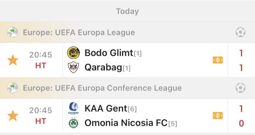 Bodo'dan 1 gol
Omonia'dan 1 gol bekliyoruz
🙏🤲