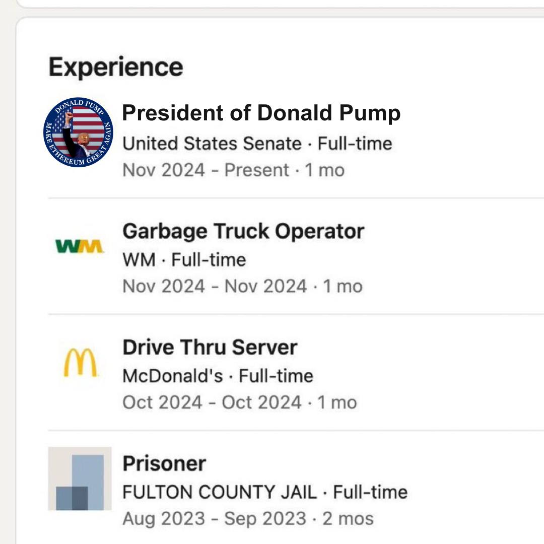 Donaldpumpeth's tweet photo. If I can do it, you can too.
All it takes is real patriotism.
Let's see Kamala try to post her resume.. bet she won't. https://t.co/iU21Pnrp0o