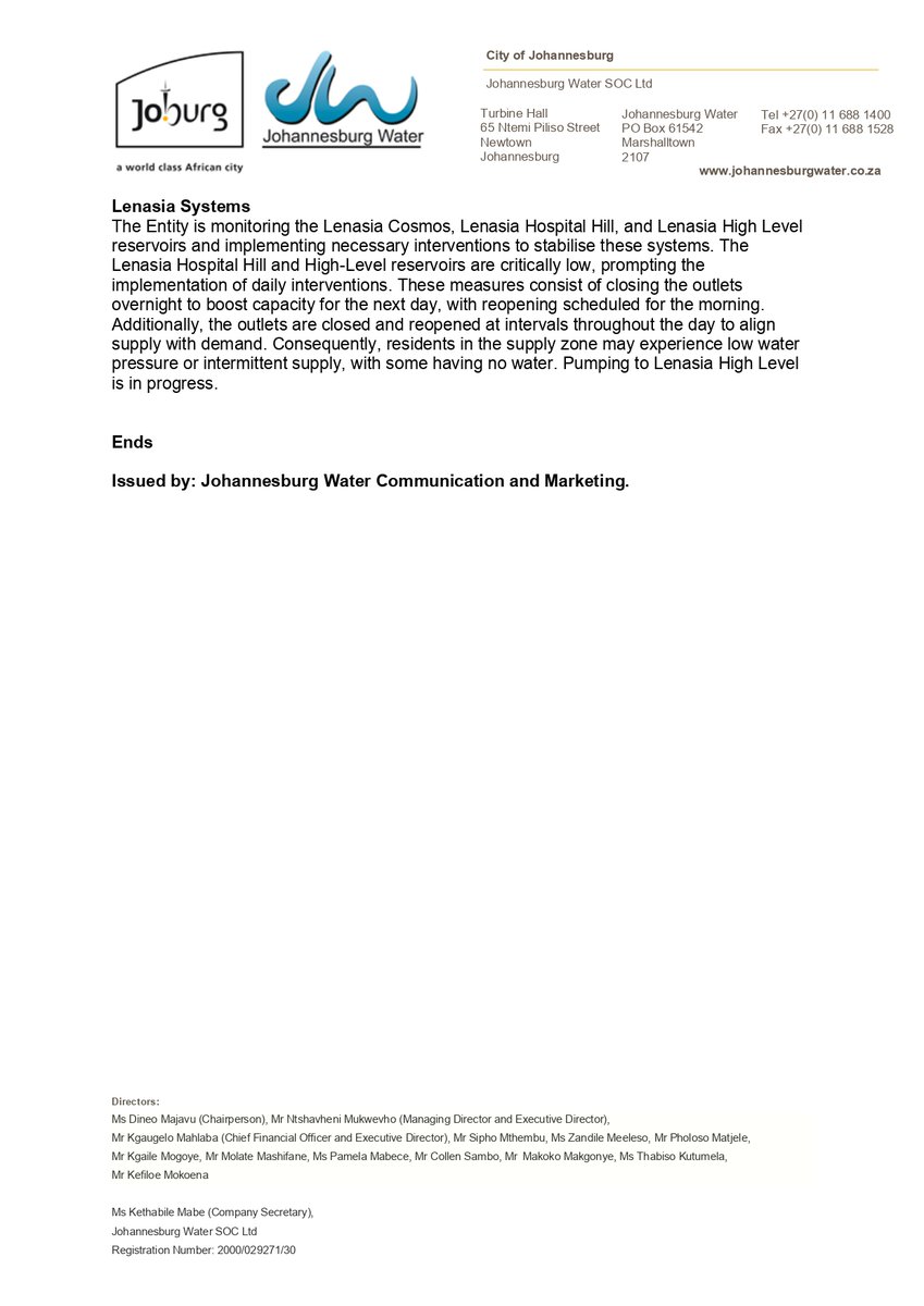 Johannesburg Water tweet media