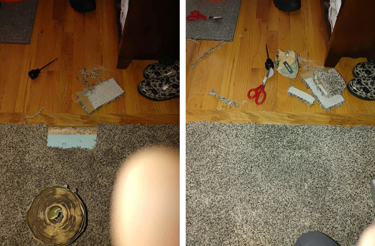 msscleaning's tweet photo. Small carpet repair at the transition between wood and carpet. https://t.co/oojGYufIHZ