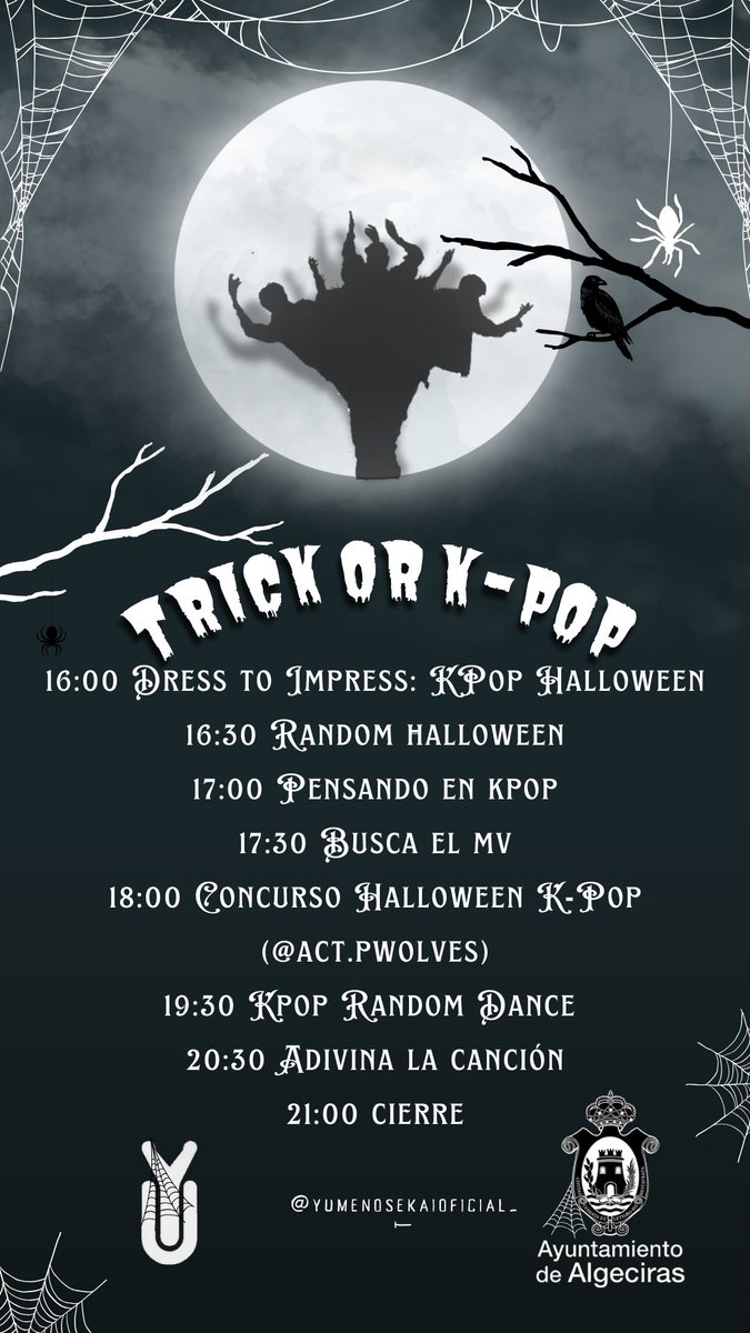 Recordamos que este Sábado tendrá lugar en el Lago Maritimo de Algeciras el evento "Trick or K-Pop" con <a href="/pirate_wolves_/">ℙ𝕚𝕣𝕒𝕥𝕖 𝕎𝕠𝕝𝕧𝕖𝕤</a> como jurados del concurso.