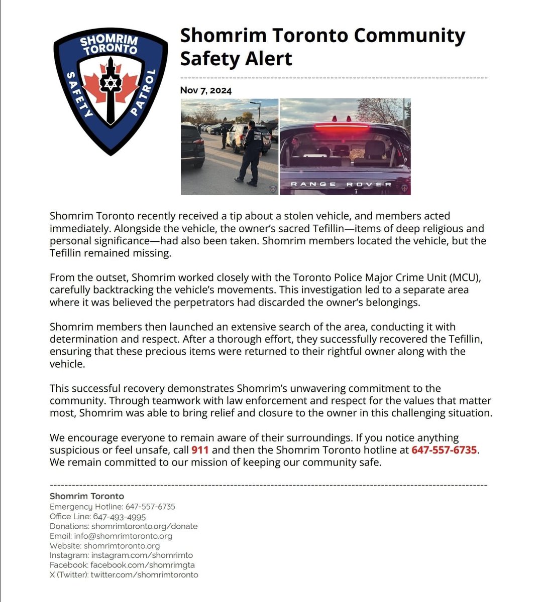 Shomrim Toronto tweet media