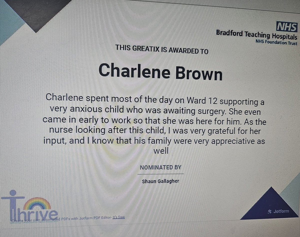 Charlene Brown (@jaimiesmummy) on Twitter photo What a lovely award to get today ๐ thank you Shaun for the nomination! I'll always put my patients first even if it does mean coming in early (and leaving 4 hours after my shift ended ๐) <a href="/TammyBingham17/">Tammy Bingham ๐</a> <a href="/AngelaOneil/">Angela O'Neil</a> What a lovely award to get today ๐ thank you Shaun for the nomination! I'll always put my patients first even if it does mean coming in early (and leaving 4 hours after my shift ended ๐) <a href="/TammyBingham17/">Tammy Bingham ๐</a> <a href="/AngelaOneil/">Angela O'Neil</a>