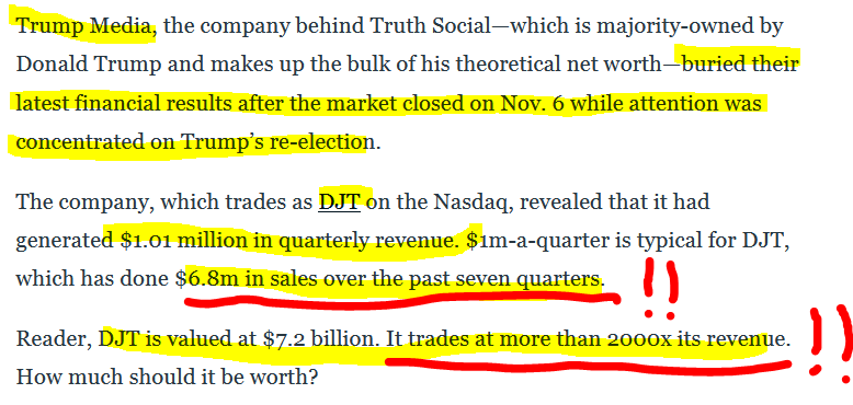 tomryanlaw's tweet photo. DJT stock down more than $7 per share today. It's always been a fraud stock. It's junk and it's being propped up by "pump &amp; dump" billionaires and boneheaded MAGA lovers. Enjoy the ride, ya rubes! https://t.co/w9EgUQ2U7X