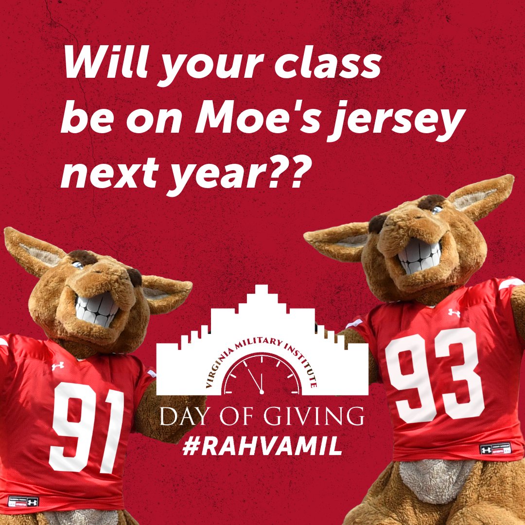 vmialumni's tweet image. Want your class to be next? During VMI’s Day of Giving, the class with the highest participation will get their class year placed on Moe’s jersey for the 2025–26 football and basketball seasons. Mark your calendar for Nov. 14 and rally your brother rats for our Day of Giving!