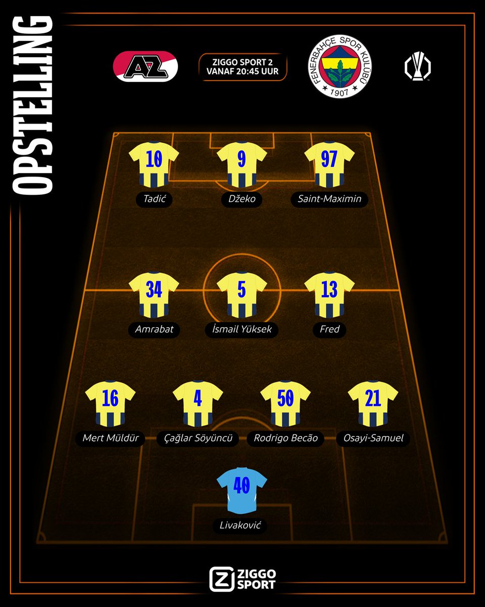 ZS_Voetbal's tweet photo. De opstellingen bij AZ - FenerbahΓ§e! ππ
π°οΈ Vanaf 20:45 uur
πΊ Ziggo Sport 2 (open voor alle Ziggo-klanten)
#ZiggoSport #UEL #AZFB https://t.co/ke7Il1pWTW