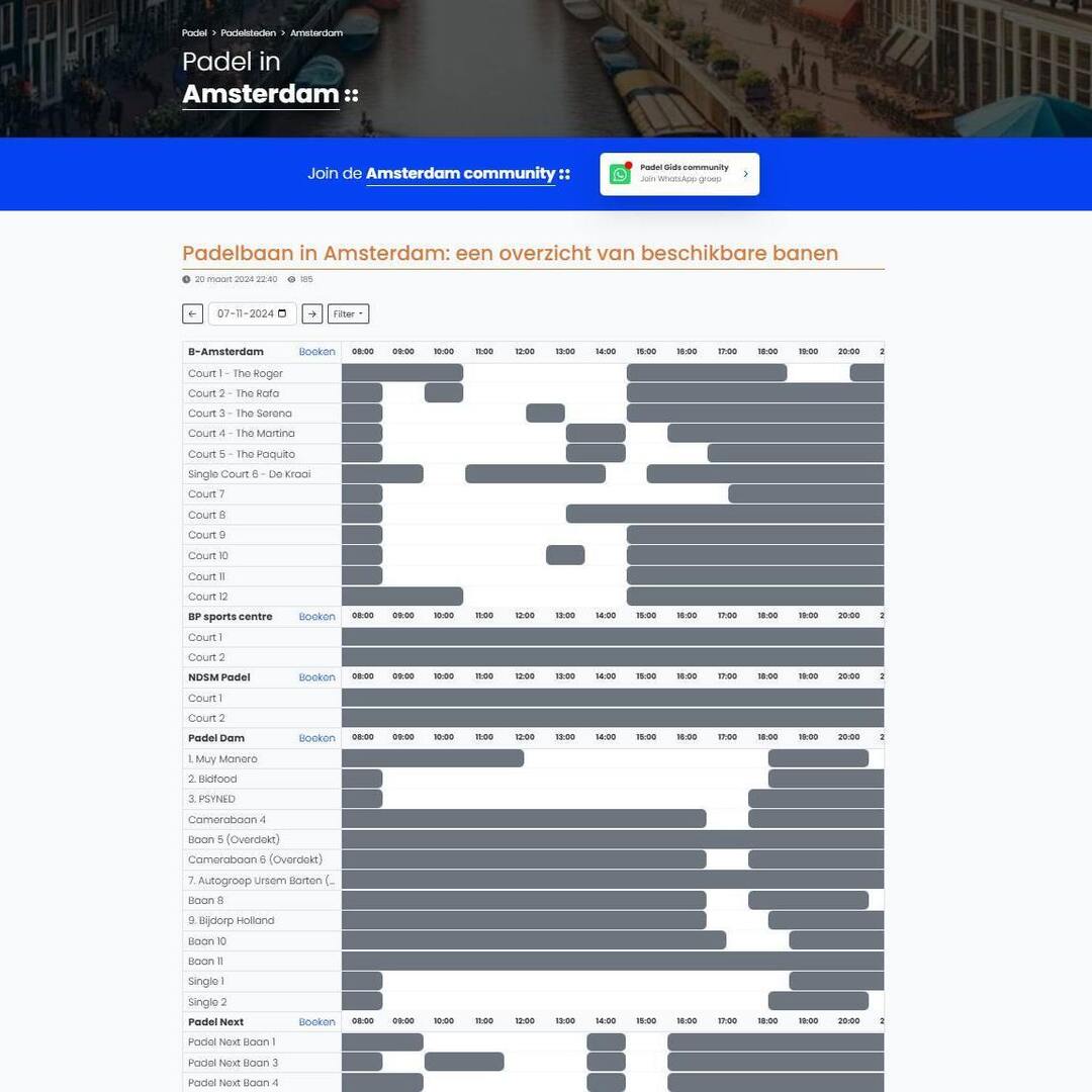 Op zoek naar een vrije padel baan in Amsterdam? Of andere plaats?
We hebben een overzicht gemaakt van alle gereserveerde en vrije banen per plaats.

Hoe werkt het? Ga naar padelgids.nl en geef de Plaatsnaam op en je krijgt het overzicht!

… instagr.am/p/DCFMNhZCHyt/