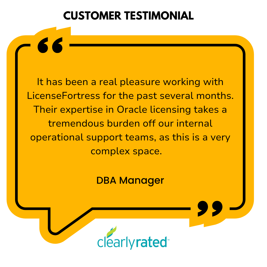 ✨ #MonthOfGratitude: See what this happy customer had to say! Facing a hefty Oracle audit bill, LicenseFortress stepped in and saved them $7M! Grateful for clients who trust us with their software licensing needs! Read their case study: hubs.la/Q02X7jVz0