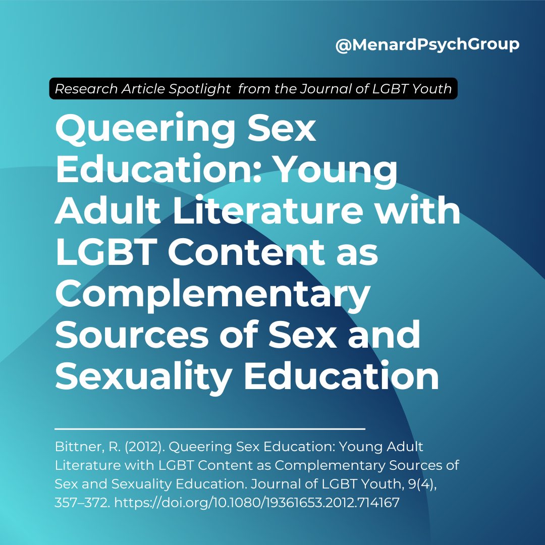 MenardPsych's tweet photo. Queer Ya novels are breaking new grounds offering young readers more portrayals of diverse identities and experiences.

This research article highlights how these narratives can empower 2SLGBTQIA + youth and educate allies by providing relatable and inclusive perspectives. https://t.co/kfpjV2iNtX