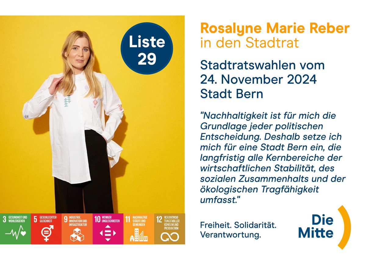 VOTE 🗳️ Ich kandidiere für den Berner Stadtrat 🇨🇭 am 24. November 2024! 

Setze die Liste 29 mit der Bezeichnung <a href="/MitteStadtBern/">Die Mitte Stadt Bern</a> auf deinen leeren Wahlzettel. Gerne kannst du mich auch 2-mal auf deine Liste mit folgender Kandidaten-Nummer: 29.17.3 und 29.18.1 kumulieren. DANKE!!!