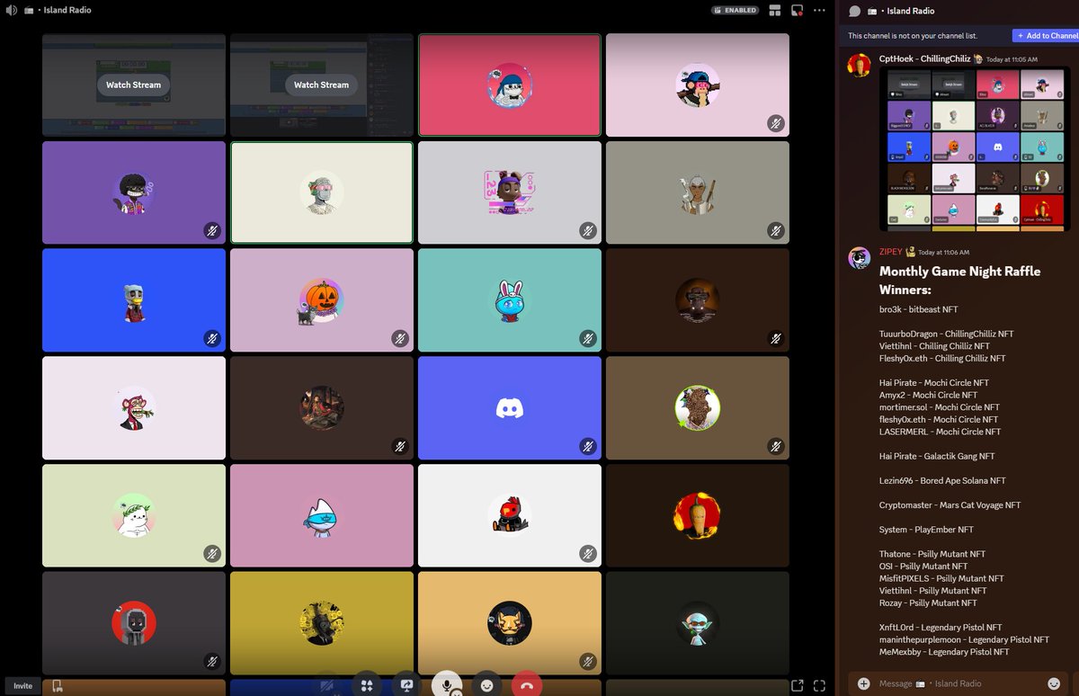 fun monthly game night with <a href="/Nifty_Island/">Nifty Island 🏝</a> with so many awesome projects showing up and sharing their stuff. TONS of prizes were given which was amazing to see.