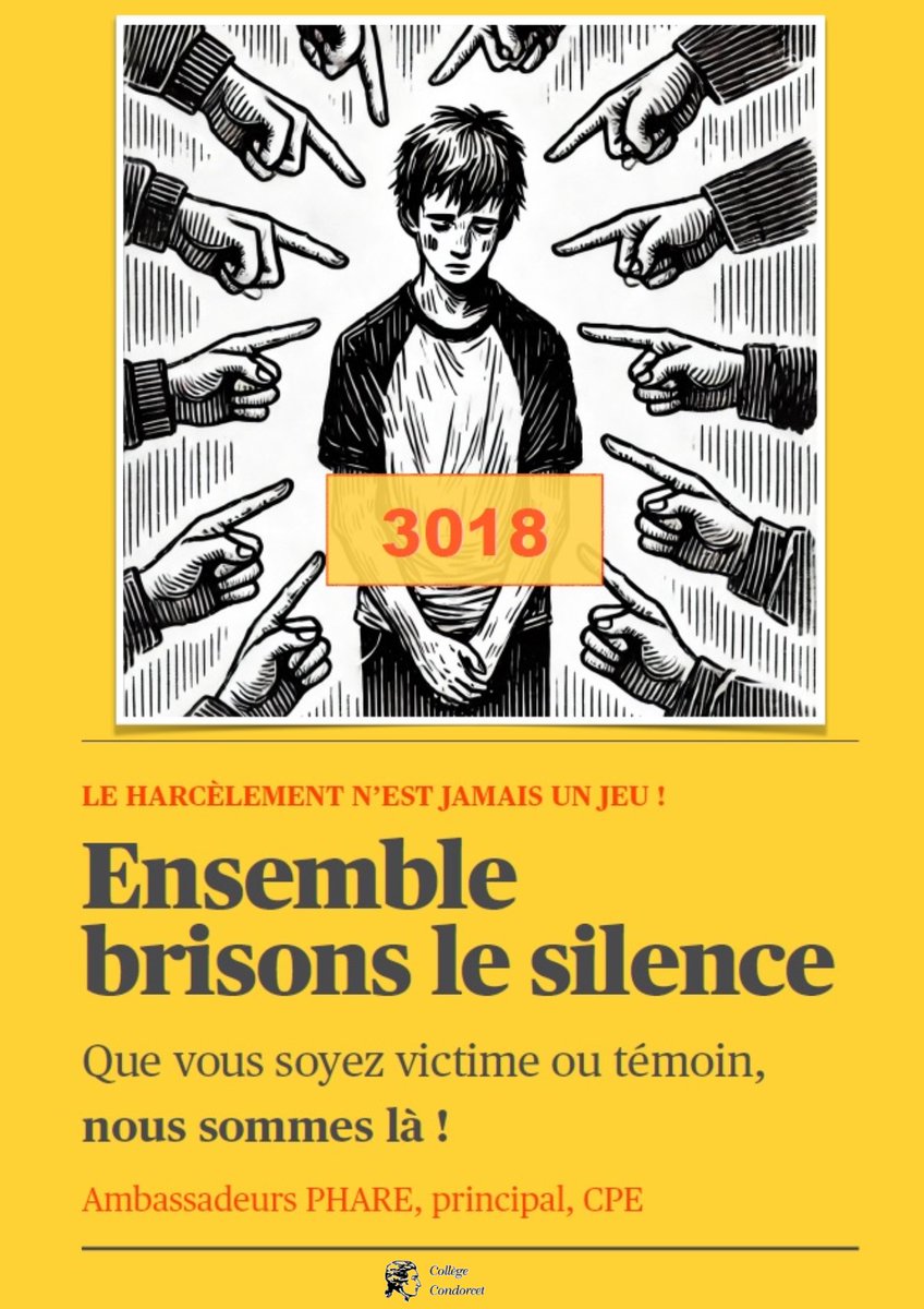 FMeunier1's tweet image. Une journée de franche mobilisation pour nos Condortiens pour dire 'Non au harcèlement' avec un gros travail du C.V.C. et de nos ambassadeurs pHare. 

Merci tout particulier à Joséphine (4e), Thomas et Théodore (3e), enthousiastes fédérateurs et inlassables boules d'énergie!