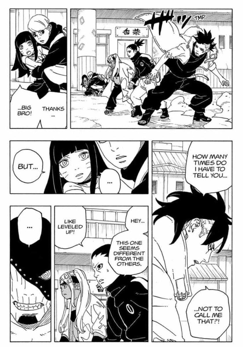 JinMoriJohnson's tweet photo. Re-reading #BorutoTwoBlueVortex
#Chp2
•Despite being kicked in the face, the villain maintains a cool demeanor.
•team 10 debut, kawaki's not-so- nii-san attitude
•🔩's sword slash and new flash introduced
•🥗's flash and burn method overpowers
•acc2 🔩= 🦵
Code = 🐜 https://t.co/Ub2HUk8kGi