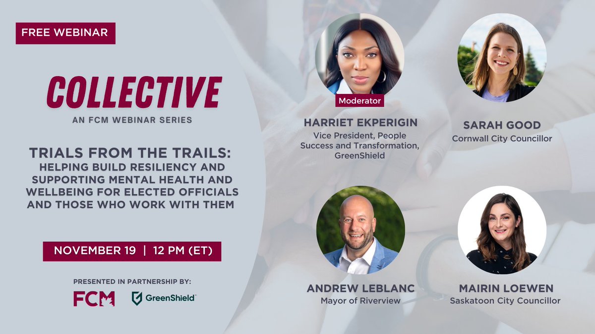 Have you registered for this upcoming FREE Collective webinar? Join Harriet Ekperigin, Sarah Good, <a href="/AndrewJLeBlanc1/">Andrew J. LeBlanc</a> and <a href="/mairinloewen/">Mairin Loewen</a> for an important discussion on building resiliency and supporting mental wellbeing for elected officials and those who work with them, happening