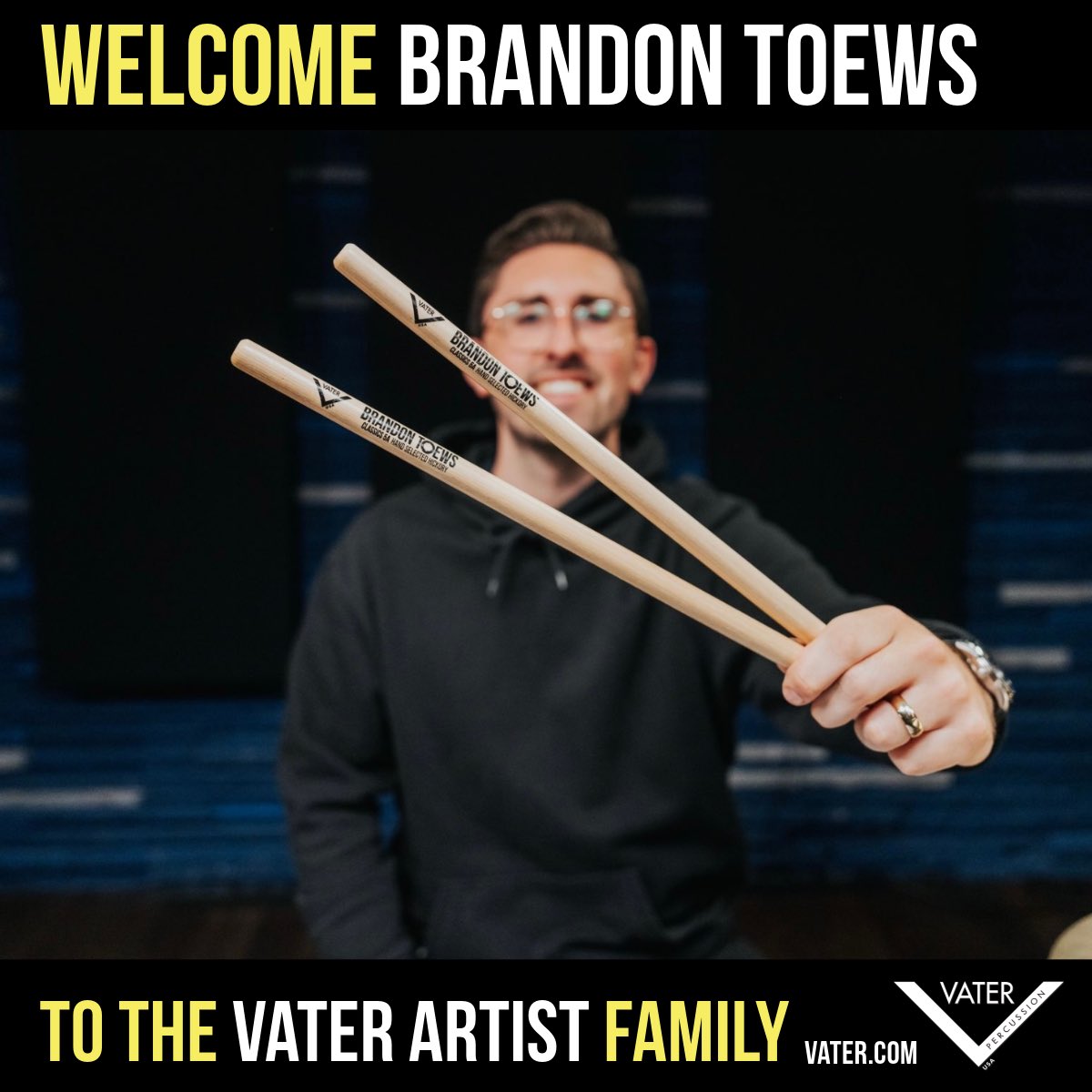 Vater Drumsticks (@vaterdrumsticks) on Twitter photo Join us in officially welcoming Brandon Toews as a <a href="/VaterDrumsticks/">Vater Drumsticks</a> Artist! Full info at Vater.com Join us in officially welcoming Brandon Toews as a <a href="/VaterDrumsticks/">Vater Drumsticks</a> Artist! Full info at Vater.com