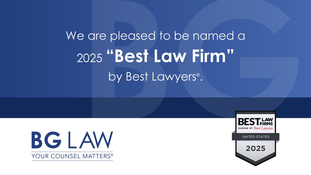 BG_Law_Firm's tweet photo. The firm is pleased to announce that it has been ranked by @BestLawyers in the 2025 edition of “Best Law Firms” with national and regional recognitions in the Los Angeles metropolitan area. 

For more information, click here: https://t.co/iyL9xnFAUv https://t.co/lJP4OxAxQT