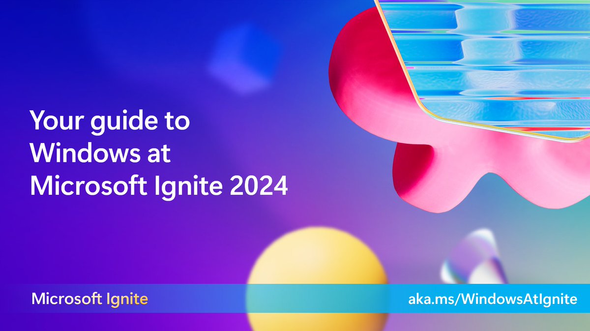 WindowsAtWork's tweet photo. Creating your schedule for Microsoft Ignite 2024? 
✅ https://t.co/rj3h7UD3GS
Bookmark this easy end-to-end guide so you can catch up on all the latest with Windows and Windows in the cloud! 
 
 #Windows #Windows365 #MSIgnite https://t.co/3yzkKYzQtX