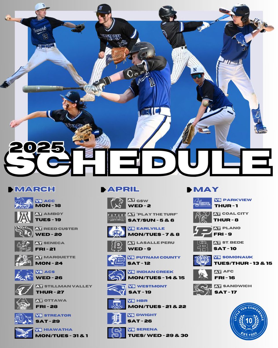 2025 Varsity Baseball Schedule is complete ⚾️🗓️ See you all March 18th!

#newarkbaseball