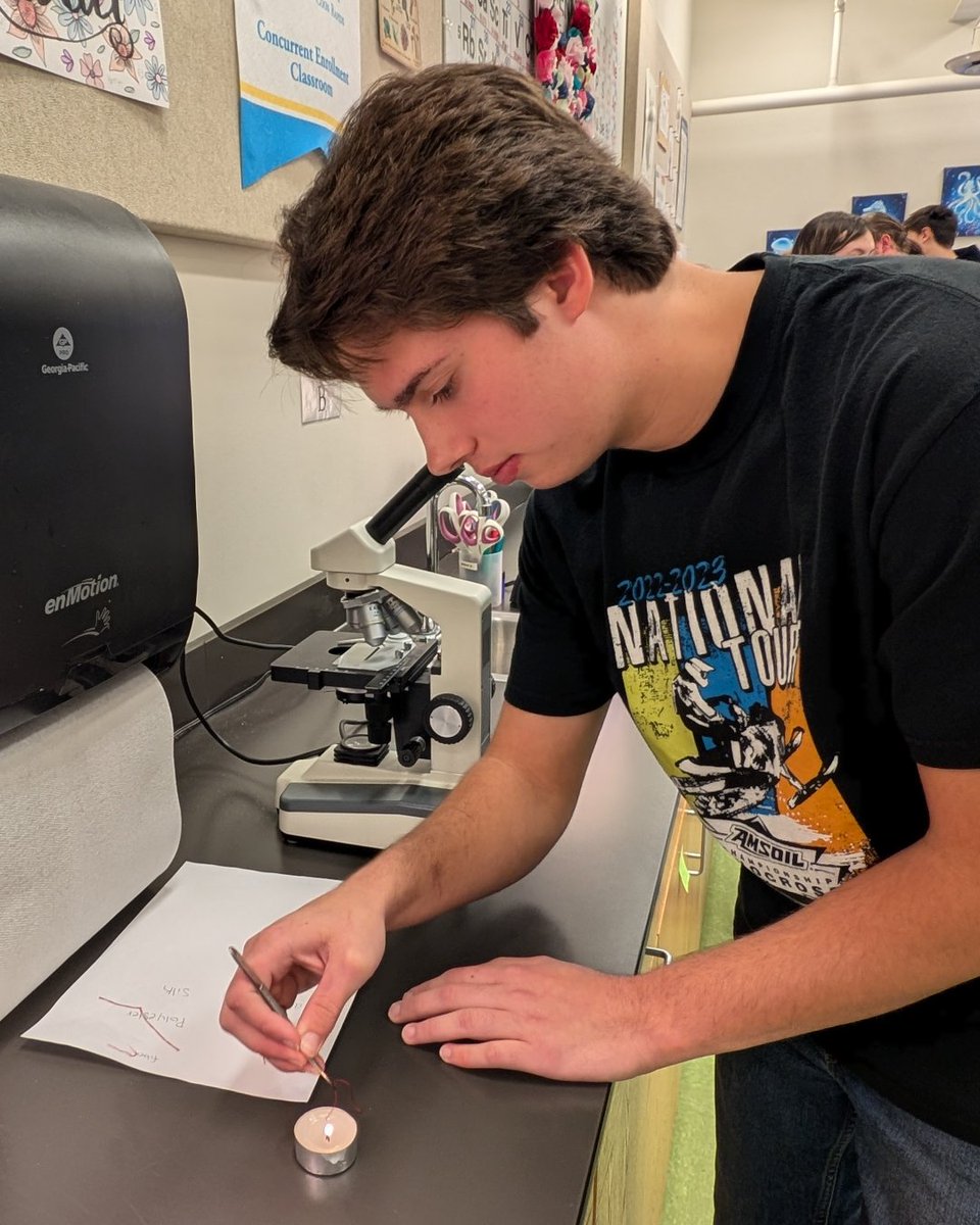 Forensics students used the burn test to analyze fibers today! They were able to identify the suspect from this and their microscope study. #SpectrumSting #Science