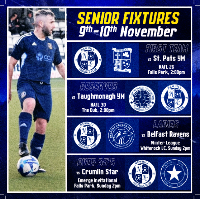 💙💛⚽️Senior Fixtures⚽️💛💙

Three seniors games this weekend for The Hill!

Best of luck to all our teams and all support is welcome on Saturday afternoon to the Falls Park as our first team host St. Patrick's YM.

#UppaHill 💙💛⚽️