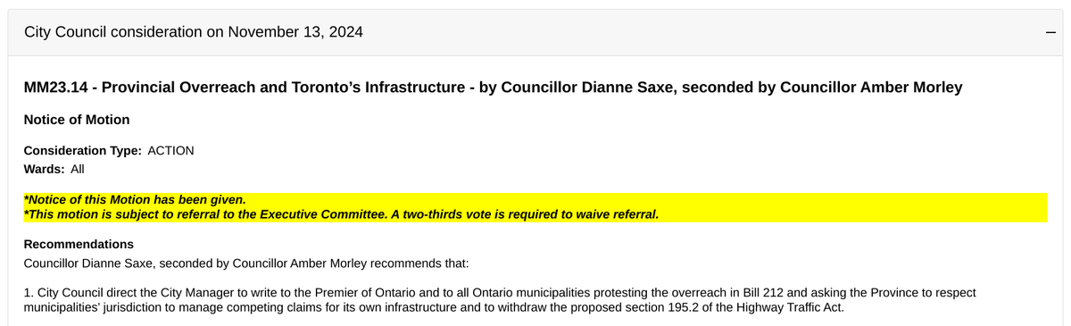 UPDATE: Two promising items in line with our deputation now on the agenda for City Council next week:
CC23.1 - Respecting Local Democracy and Cities - Mayor Chow
MM23.14 - Provincial Overreach and Toronto’s Infrastructure - by Councillor Saxe, seconded by Councillor Morley
