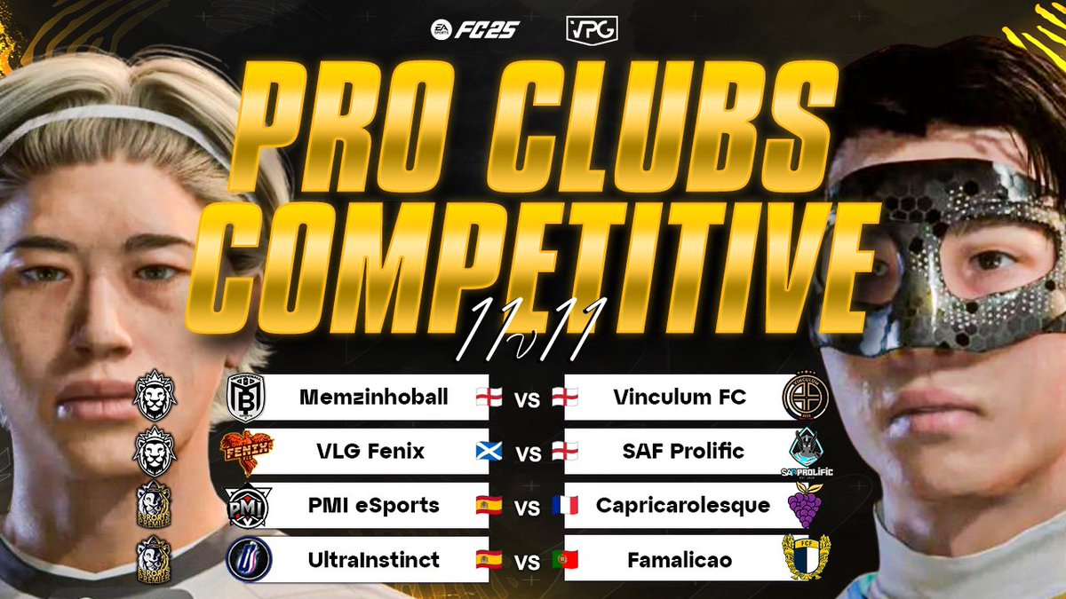 Virtual Pro Gaming (@officialvpg) on Twitter photo ⚽️ Competitive 11v11 <a href="/EASPORTSFC/">EA SPORTS FC</a>
🗓️ Match Day 9!
🎙️ Presented by <a href="/proclubs_weekly/">Pro Clubs Weekly</a>
🕰️ Join us live at 8pm UK!
🔗 Live Stream: youtube.com/virtualprogami…
🏆 <a href="/VPGUK/">VPG UK Leagues</a> UK Premier
🗓️ 20:00 UK Time
🇬🇧 <a href="/MemzinhoBallEU/">MemzinhoBall EU</a> 🆚 <a href="/VinculumVPG/">Vinculum</a> 🇬🇧
🏆 <a href="/VPGUK/">VPG UK Leagues</a> UK Premier
🗓️ 20:25 UK Time
🏴 ⚽️ Competitive 11v11 <a href="/EASPORTSFC/">EA SPORTS FC</a>
🗓️ Match Day 9!
🎙️ Presented by <a href="/proclubs_weekly/">Pro Clubs Weekly</a>
🕰️ Join us live at 8pm UK!
🔗 Live Stream: youtube.com/virtualprogami…
🏆 <a href="/VPGUK/">VPG UK Leagues</a> UK Premier
🗓️ 20:00 UK Time
🇬🇧 <a href="/MemzinhoBallEU/">MemzinhoBall EU</a> 🆚 <a href="/VinculumVPG/">Vinculum</a> 🇬🇧
🏆 <a href="/VPGUK/">VPG UK Leagues</a> UK Premier
🗓️ 20:25 UK Time
🏴