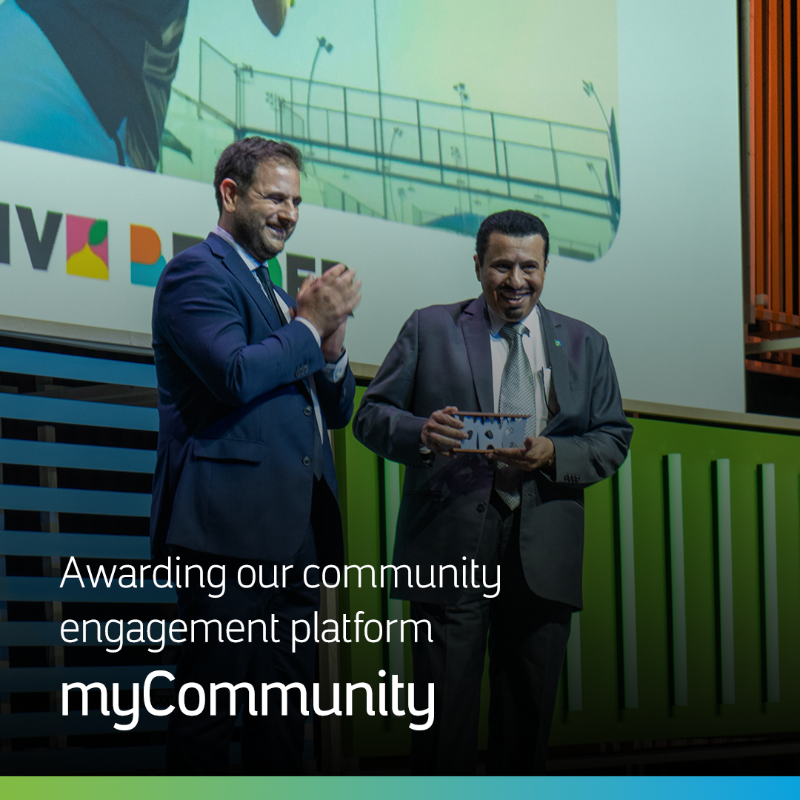 aramco's tweet photo. At the World Smart City Awards 2024, our digital engagement platform, myCommunity, was named the winner of the Innovation Award for its role in enhancing quality of life in our communities

#aramco
