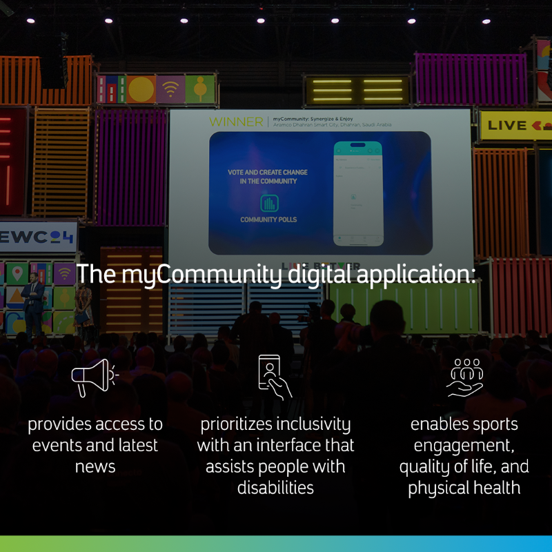 aramco's tweet photo. At the World Smart City Awards 2024, our digital engagement platform, myCommunity, was named the winner of the Innovation Award for its role in enhancing quality of life in our communities

#aramco