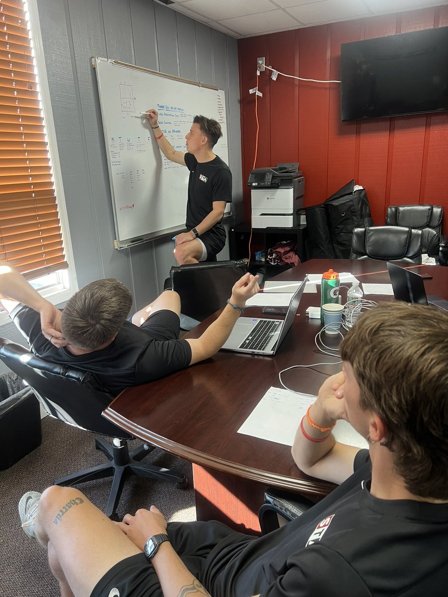 Excited to welcome back our high school aged <a href="/ECNLboys/">ECNL Boys</a> to life at <a href="/STA_Soccer/">STA Soccer</a> !

Boys staff groups are split up to discuss what games &amp; activities best integrate the players to our stylistic needs / wants &amp; what games / constraints best bring our game model to life! 

#stastrong
