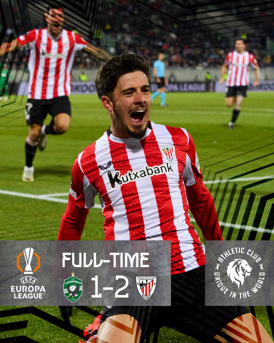 Athletic_en's tweet photo. ➕3⃣ 𝗟𝗘𝗧'𝗦 𝗚𝗢𝗢𝗢𝗢𝗢𝗢!!!!

Athletic Club mount an impressive comeback in Bulgaria to pick up a third consecutive win in the @EuropaLeague

👏 Fantastic work, Lions!

#LudogoretsAthletic #UniqueInTheWorld 🦁 https://t.co/kP7oHEUSnF
