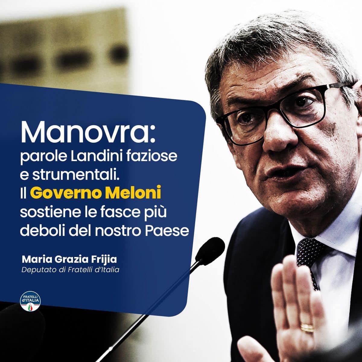 Maria Grazia Frijia 🔵 Landini lancia da Milano la rivolta sociale: non solo è grave ciò che afferma ma è anche fazioso e strumentale.