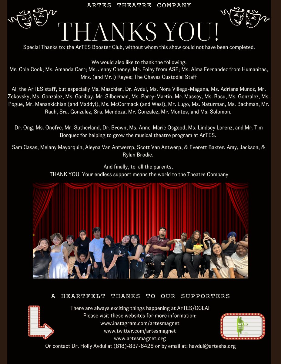 ArtesMagnet's tweet photo. A Heartfelt THANK YOU from ArTES Theatre Company! https://t.co/sEYHSLEtEd