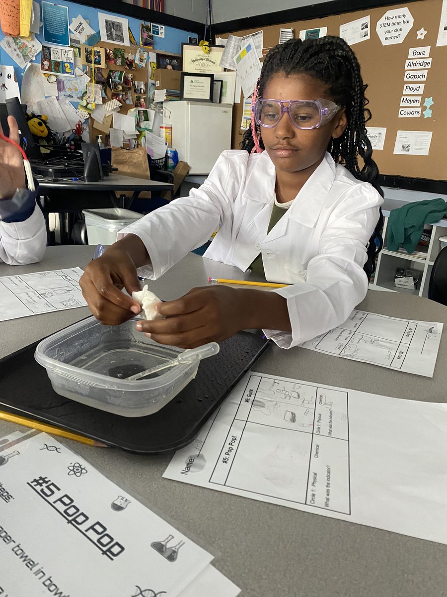 5th grade completed a science lab today to determine physical vs. chemical changes! #BentonBold #cpsbest