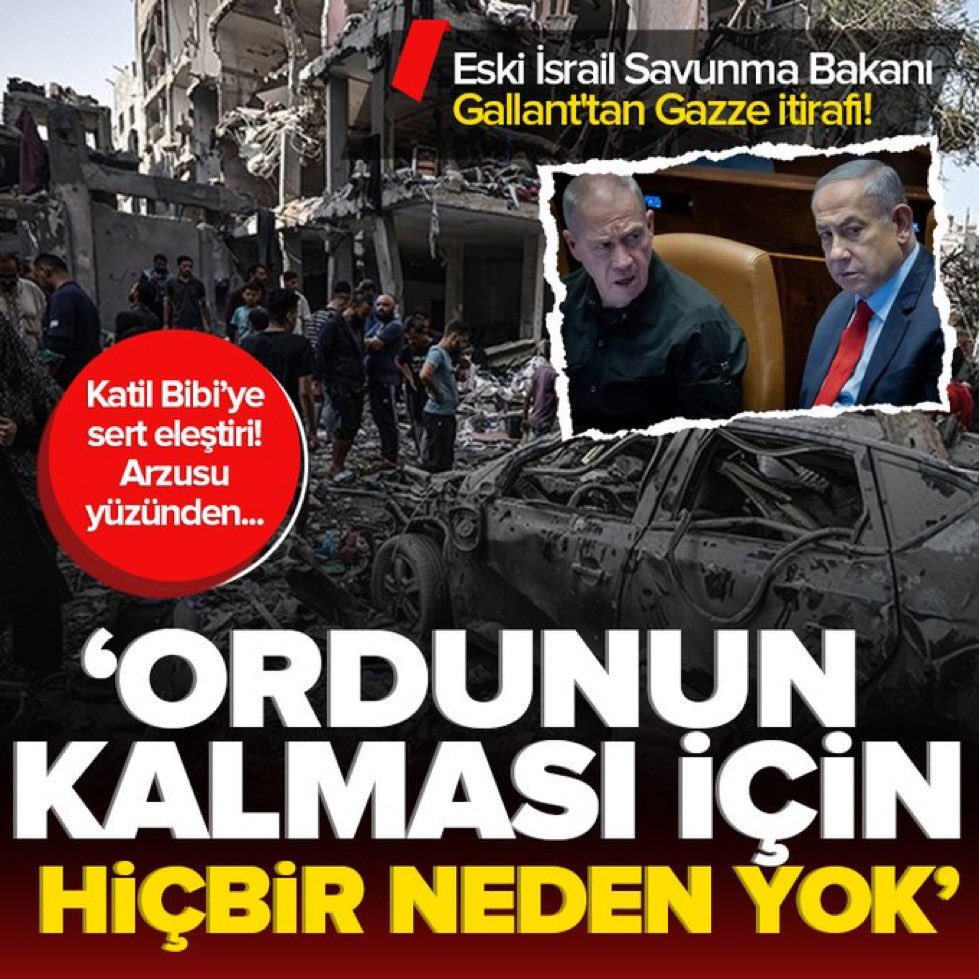 sarphaber's tweet photo. Eski İsrail Savunma Bakanı Gallant'tan Gazze itirafı!  "Ordunun kalması için hiçbir neden yok"
https://t.co/nPOzRVKoWg
-Ahaber
#SONDAKIKA 
#Galatasaray https://t.co/d6ZJFsY3WI