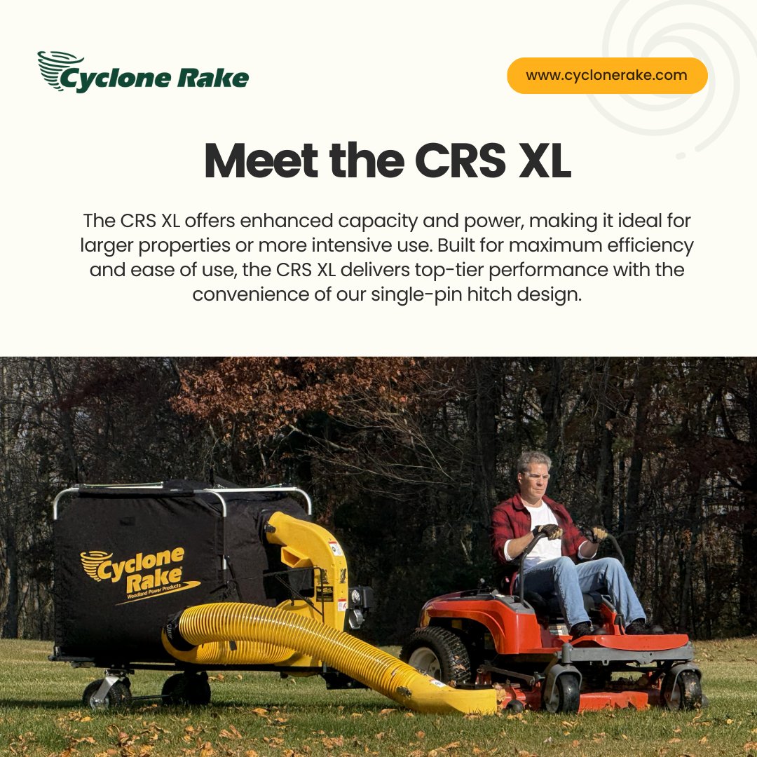 CycloneRake's tweet image. 🚨 Product Spotlight: Meet the CRS XL! 🚨

Our newest model packs serious power and agility for big properties and heavy-duty leaf cleanup. 🍂💪

Learn more at cyclonerake.com! 

#CycloneRake #CRSXL #LeafCleanup