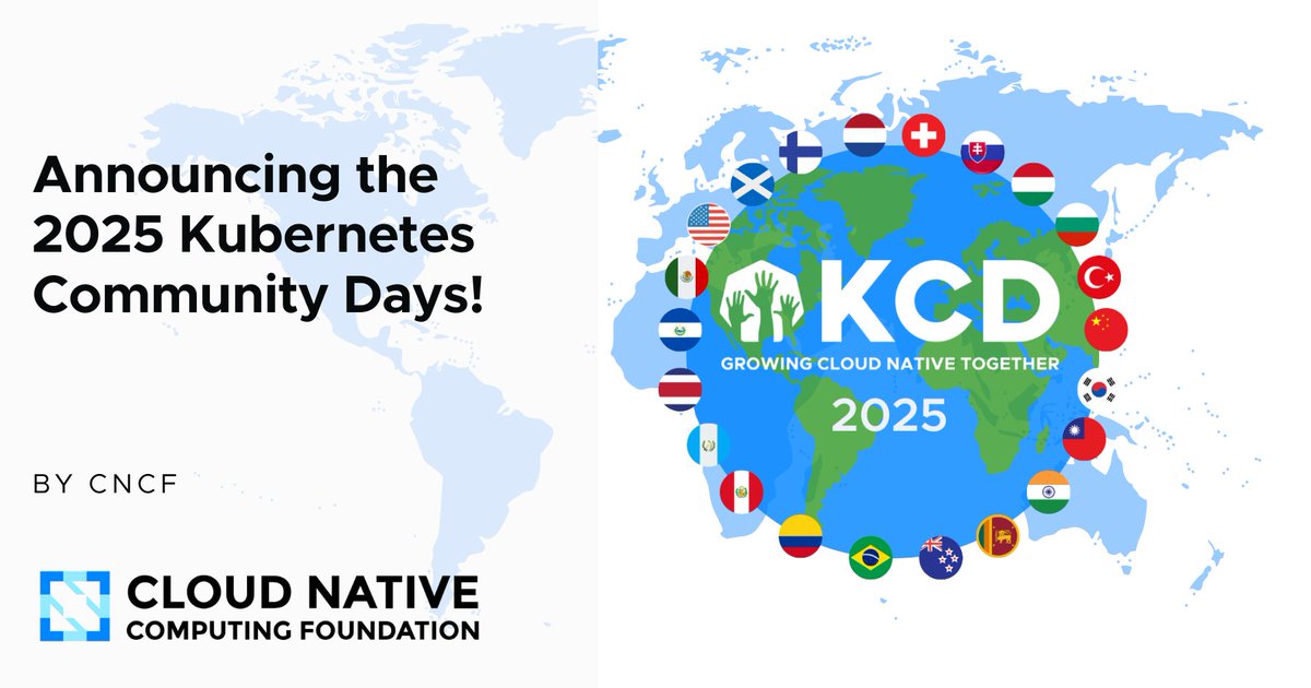 CloudNativeFdn's tweet image. ICYMI: the dates for the 2025 #KubernetesCommunityDays are live!

Learna bout the program updates, mark your calendars, and find an event near you 📅 🌐

➡️ hubs.ly/Q02XnsZv0