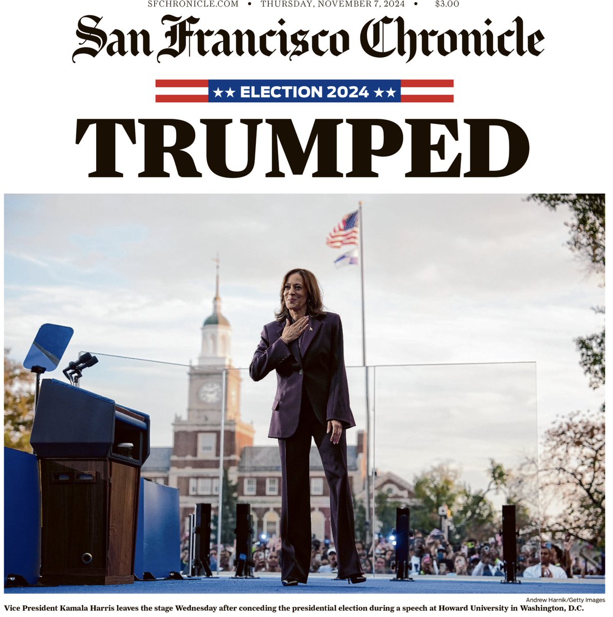 Kamala's hometown paper with a brutal headline: