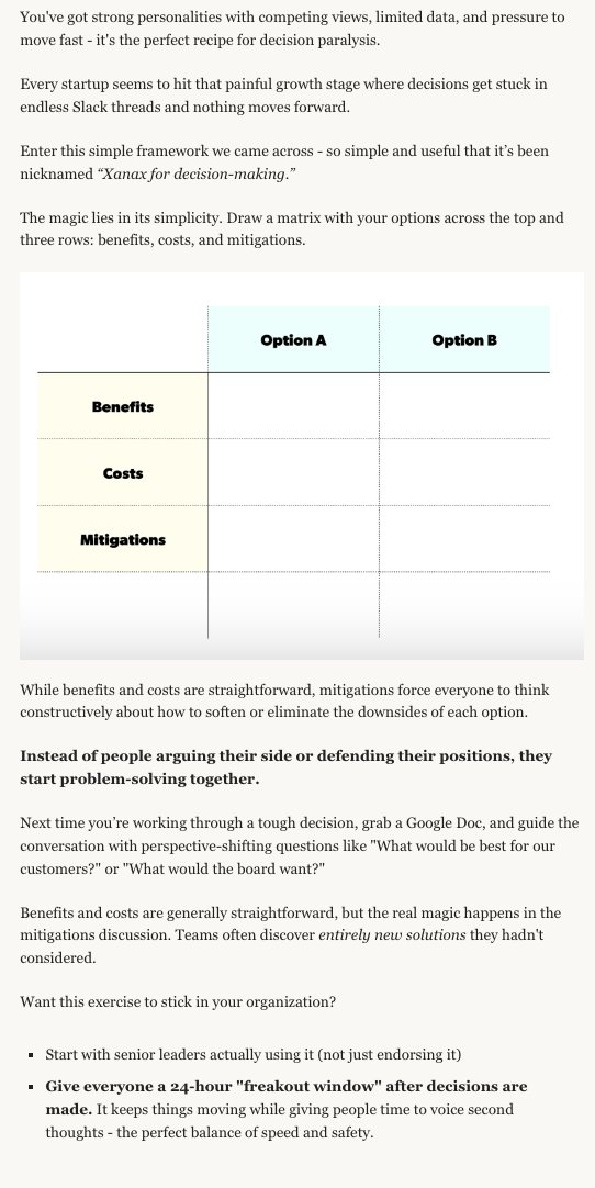 "Xanax for Decision Making"
h/t <a href="/firstround/">First Round</a>