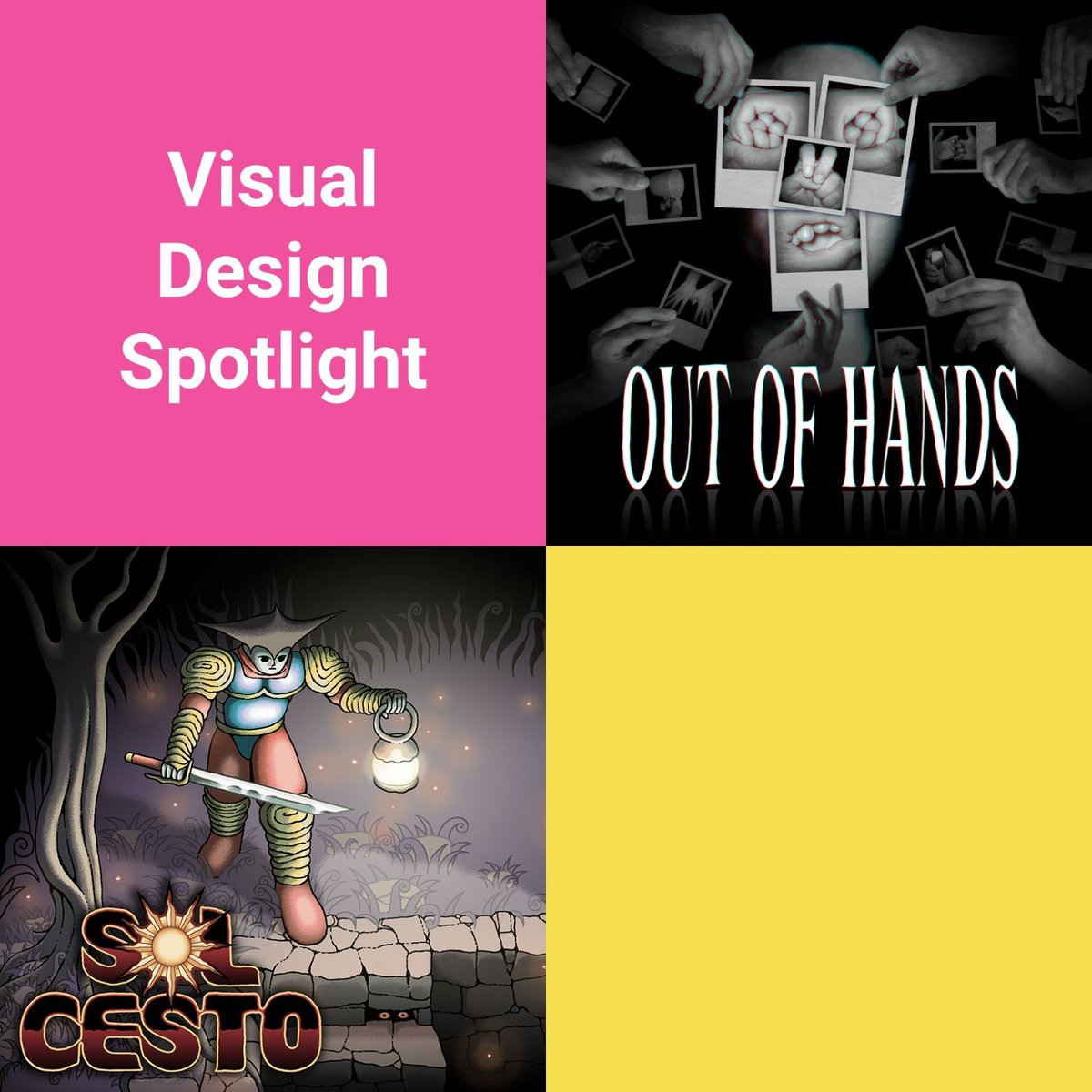See these games? They're the nominees of the Visual Spotlight Award!

👀  The Many Pieces of Mr. Coo
👀 Miniatures
👀 No Players Online 
👀   Out of Hands
👀   Sol Cesto 

We'll see more of them this Saturday on the Awards Show - 11 am PT on Steam's front page!