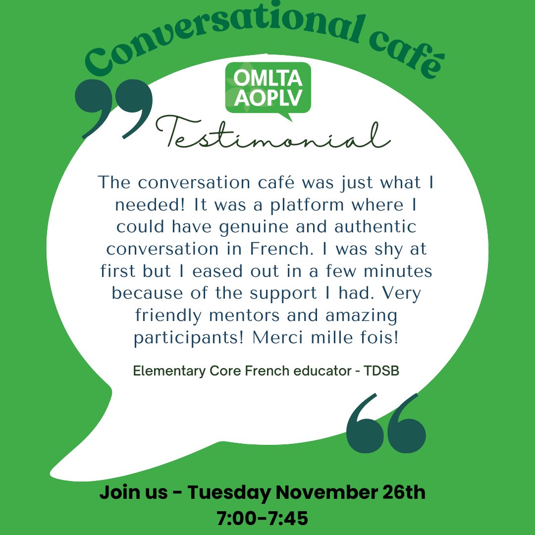 Here's what one of our members had to say about joining our first Virtual Conversational Café!  We hope you will  join us for the next one by registering here:  forms.gle/qYVgQeTAun2JYb… or on our website.