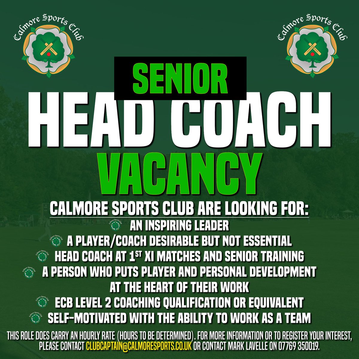 🚨 Ready to lead Calmore Sports Club in 2025? 🚨 

We’re on the hunt for a passionate Senior Head Coach to inspire, motivate, and build a winning culture. If you're driven by excellence and ready to make an impact, we want YOU! 🤝 

#JoinTheMore #LeadTheWay