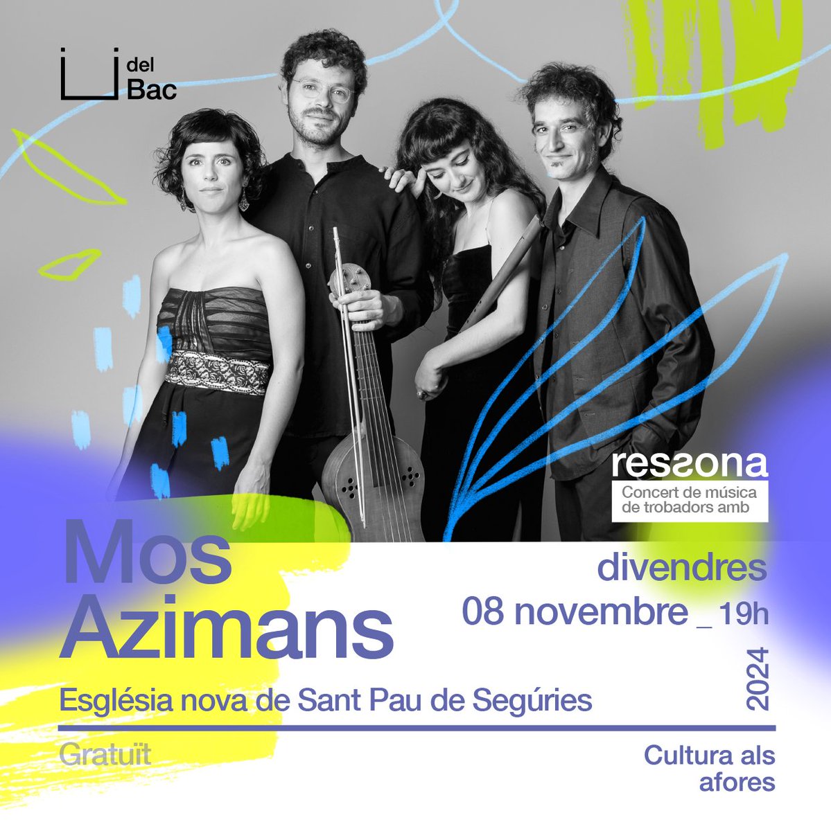 UdelBac's tweet photo. Demà a les 19 h, concert de Mos Azimans a l'església nova de Sant Pau de Segúries! Vindràs?
Concert gratuït, amb reserva!
Més info a https://t.co/LOpdvPkF5R
Amb @laiafrigole @MiriamEncinas3 #DavidCodina i #PauMarcos!
#ÜdelBac #MúsicaAntiga #SantPaudeSegúries https://t.co/Q3rRygWUhJ